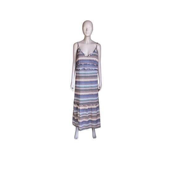 Versona Tan, Blue and Orange Boho Maxi Dress - Picture 1 of 7